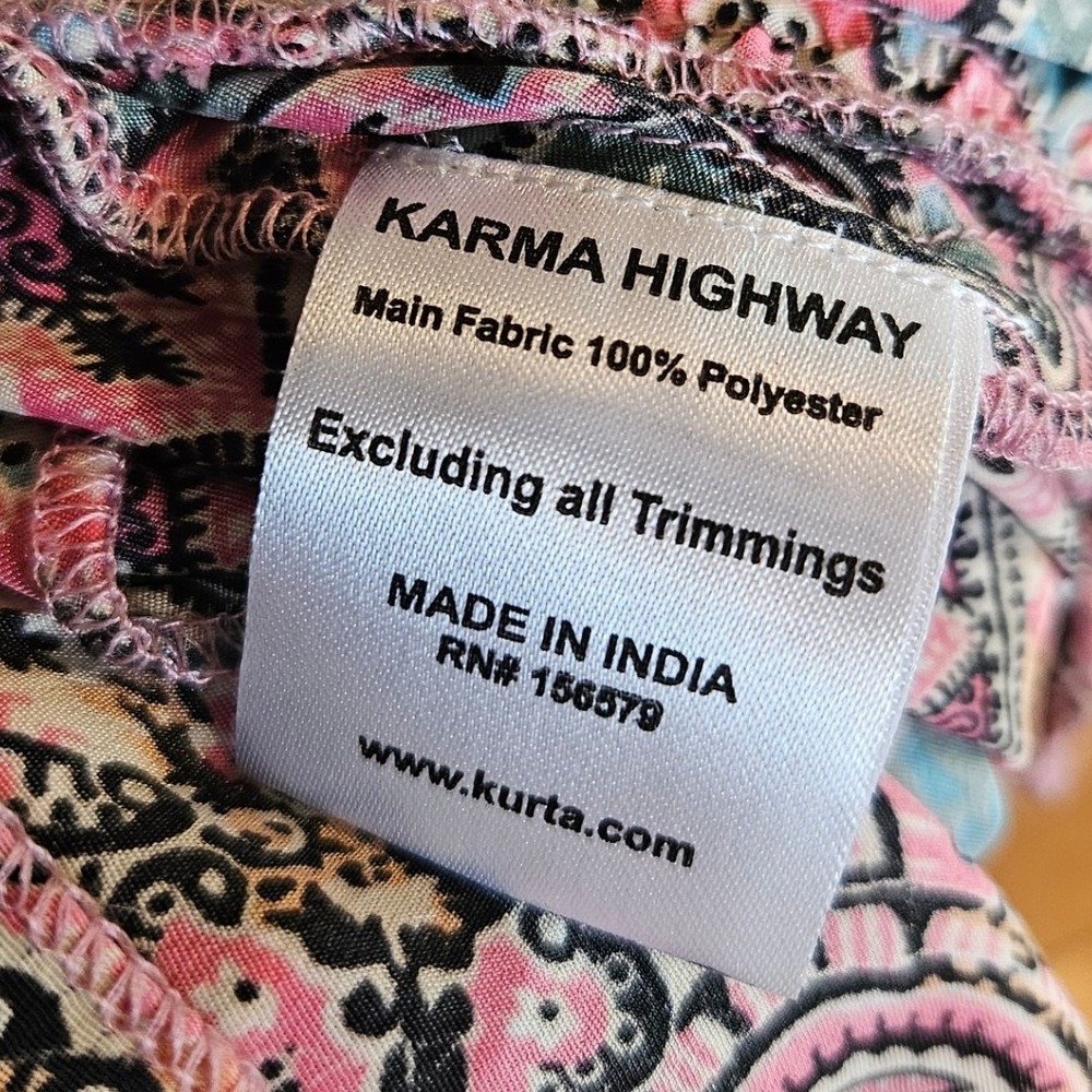 Karma Highway Womens Paisley High-Low Maxi Dress Pink Teal Boho One Size - Picture 4 of 4